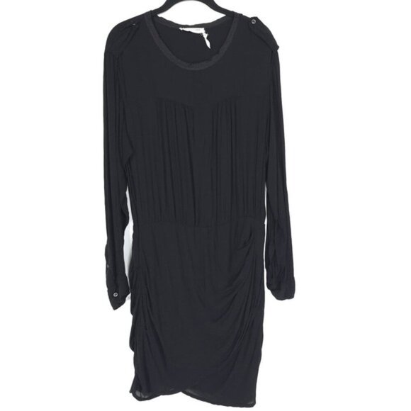 ISABEL MARANT ETOILE Knee-Length Black Ruffle‎ Pleated Dress Size 40 SILK Blend